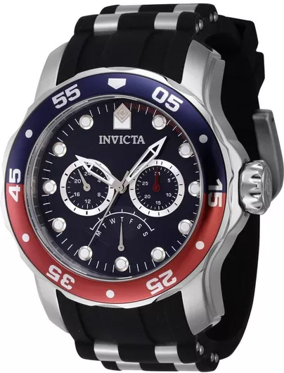 Ανδρικό Ρολόι Invicta Μπαταρίας με Μαύρο Καουτσούκ Λουράκι
