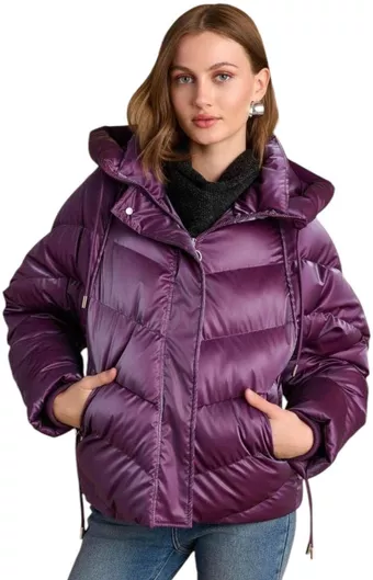 Attrattivo Κοντό Γυναικείο Puffer Μπουφάν για Χειμώνα Mauve