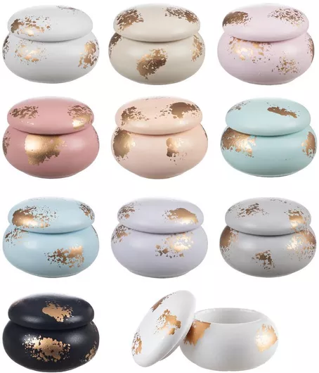 Κεραμική Μπιζουτιέρα Μακαρόν Χρυσή Πατίνα 5x7εκ Κ883 Nv-1200883