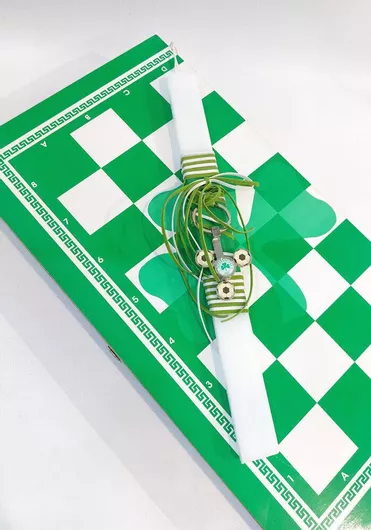 Πασχαλινή Λαμπάδα Στρογγυλή Χειροποίητη Λευκή