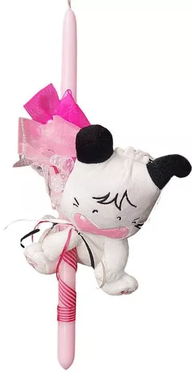 Πασχαλινή Λαμπάδα Στρογγυλή Χειροποίητη Hello Spank Λευκή