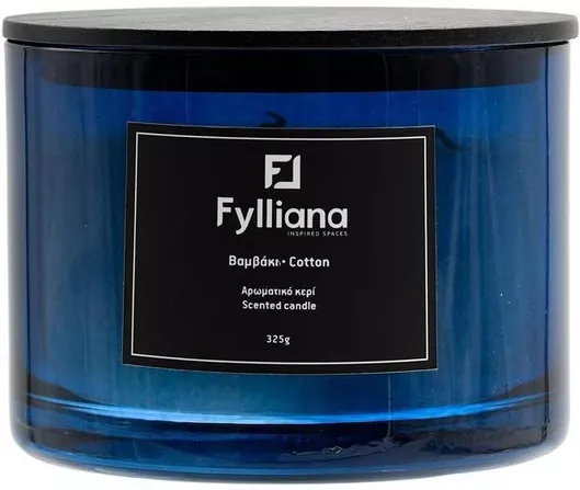 Αρωματικό Κερί Fylliana σε Βάζο με Άρωμα Cotton 325gr Μπλε