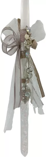 Πασχαλινή Λαμπάδα Στρογγυλή Λευκή