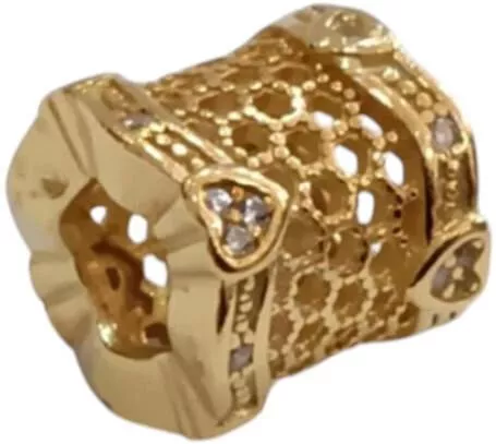 Kalliopi Silver Charm with Heart Design in Gold-Plated Silver with Zircon