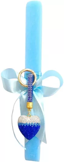 Λαμπάδα Πασχαλινή Μπρελόκ  Καρδιά Στρας Μπλε Ασημί, Labbr1021, Διαστάσεις: [Διαστάσεις], Ποσότητα: [Ποσότητα], Χρώμα: Μπλε Ασημί