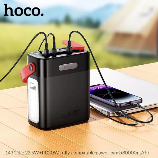 Power Bank Hoco J143 80000mAh 22.5W με 2 Θύρες USB-A & 3 Θύρες USB-C Μαύρο