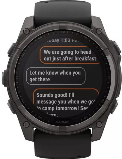 Garmin Fenix 8 Solar Titanium 51mm Αδιάβροχο Smartwatch με Παλμογράφο Sapphire, Carbon Grey Dlc Titanium With Black/pebble Grey Silicone Band