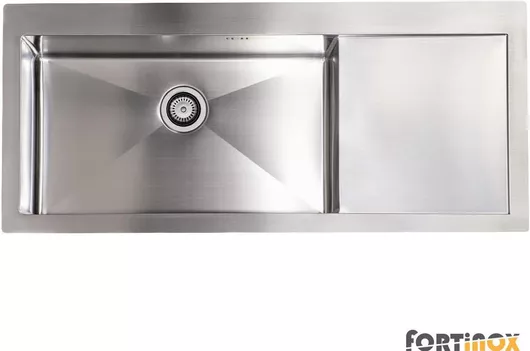 Νεροχύτης Fortinox Squadro Ένθετος Δεξιός Inox Σατινέ Μ116xΠ51cm Ασημί