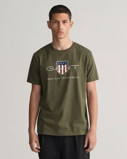 Gant Archive Shield T-shirt Λαδί