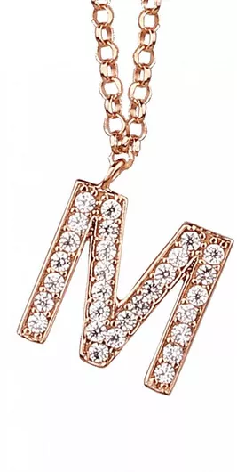 Κολιέ Personal Jewel Ροζ Χρυσό Ασήμι 925 Μονόγραμμα Πέτρες