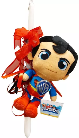 Πασχαλινή Λαμπάδα Χειροποίητη Superman Dc Super Friends Λούτρινο 24cm