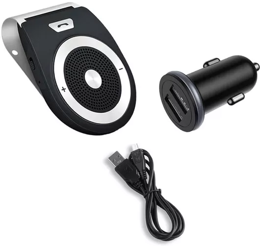 Bluetooth Handsfree Car Wireless Charger with Dual USB-A Ports - Black