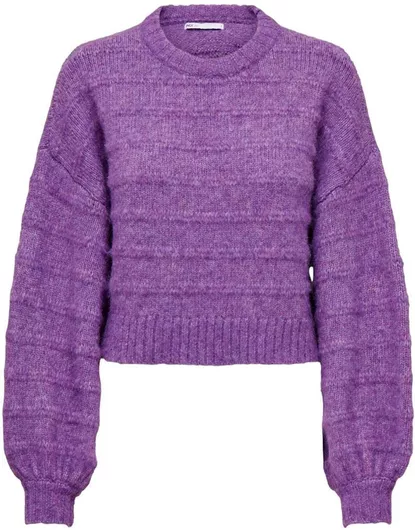 Only Life Γυναικείο Μακρυμάνικο Crop Πουλόβερ Μοβ