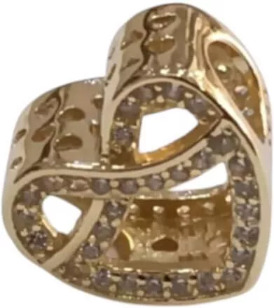 Kalliopi Silver Charm with Heart Design in Gold-Plated Silver with Zircon