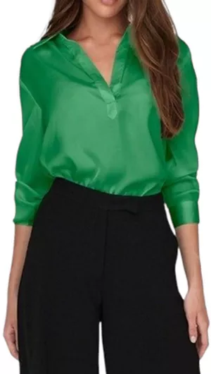 Only Γυναικεία Μπλούζα Μακρυμάνικη με V Λαιμόκοψη Πράσινο