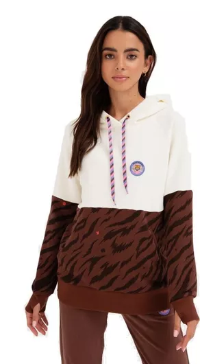 Femi Stories Kenta Γυναικείο Φούτερ με Κουκούλα Πολύχρωμο