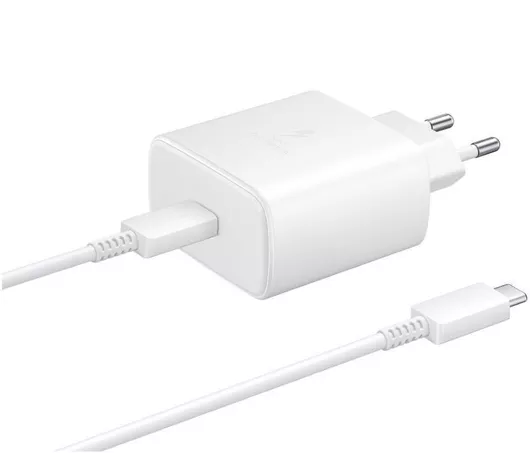 Samsung Φορτιστής με Θύρα USB-C & Καλώδιο USB-C - USB-C 45W Λευκός EP-TA845EWE + EP-DW767JWE Bulk