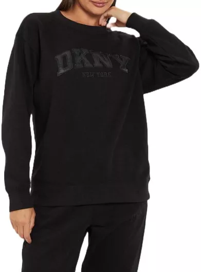 DKNY Μακρύ Γυναικείο Φούτερ Μαύρο