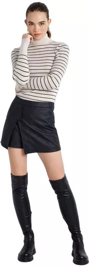 Attrattivo Γυναικεία Δερματίνη Φούστα-Σορτς Μαύρο