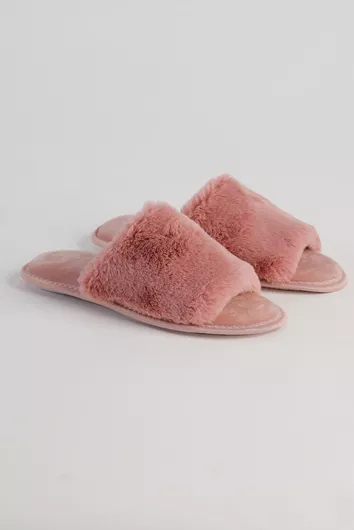 Noidinotte Χειμερινές Γυναικείες Παντόφλες με Γούνα Ροζ