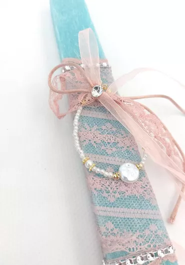 Πασχαλινή Λαμπάδα Στρογγυλή Χειροποίητη Μπλε