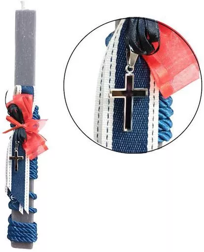 Πασχαλινή Λαμπάδα Στρογγυλή Αρωματική & Χειροποίητη Γκρι