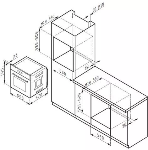 Φούρνος Pyramis άνω Πάγκου με Κεραμικές Εστίες PO78010008SIX & PHC31210FMB 78lt Π59.5cm Inox