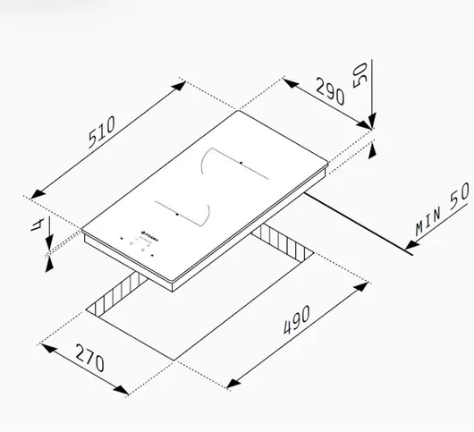 Φούρνος Pyramis άνω Πάγκου με Κεραμικές Εστίες PO78010008SIX & PHC31210FMB 78lt Π59.5cm Inox