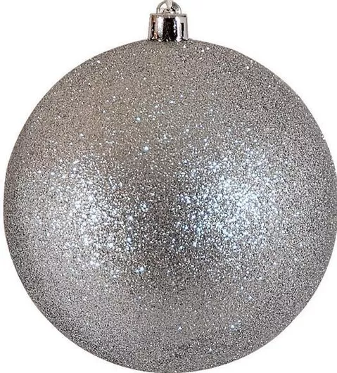 Κρεμαστές Μπάλες Στολίδι Πλαστικές Ασημί με Χρυσόσκονη Σετ 4τμχ