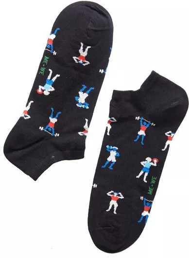 ME-WE Ανδρικές Κάλτσες με Σχέδια Black/Blue Printed