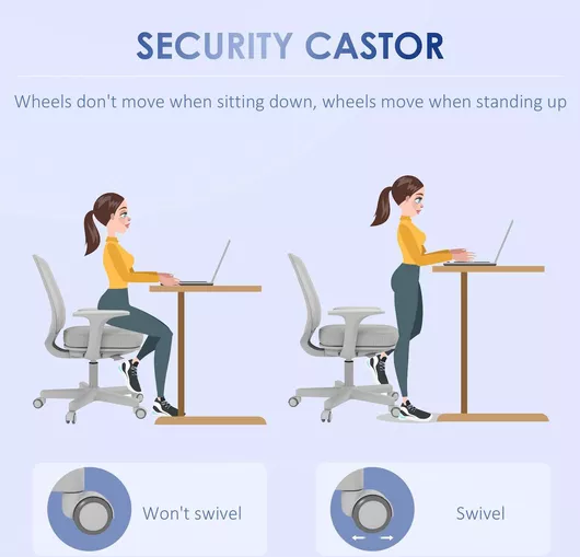 Καρέκλα Γραφείου Vinsetto με Ανάκλιση & Ρυθμιζόμενα Μπράτσα Γκρι