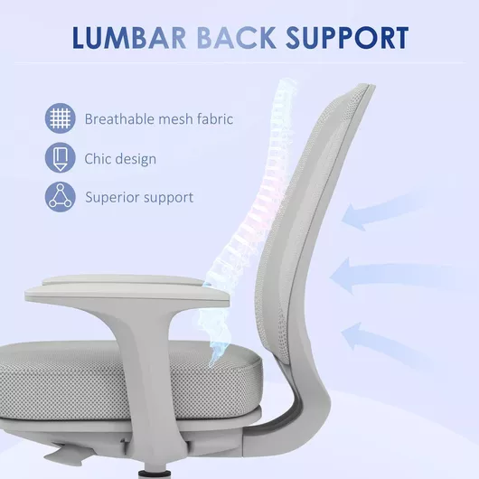 Καρέκλα Γραφείου Vinsetto με Ανάκλιση & Ρυθμιζόμενα Μπράτσα Γκρι