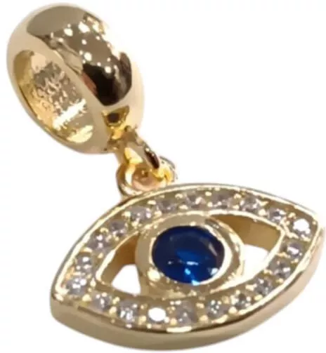 Kalliopi Silver Charm Γούρι Ματάκι  Επιχρυσωμένο Ασήμι με Ζιργκόν