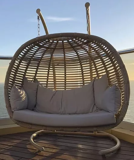 Κούνια Φωλιά Zumurud Wicker Rattan 2 Θέσεων 127x170x85cm Μόκα