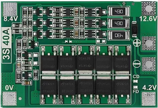 Κύκλωμα Προστασίας & Διαχείρισης Μπαταριών Li-ion 12.6v BMS 3S 40A