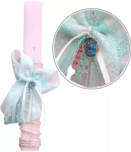 Πασχαλινη Λαμπάδα Αρωματικό Κερί 30cm Γυναικείο Ασημενιο Βραχιολι Δεντρο Ζωης Πετρες Lab3zbr1731l