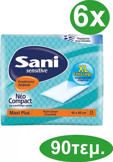 Υποσέντονα Ακράτειας Sani Sensitive Maxi Plus 60x90cm 6x15τμχ