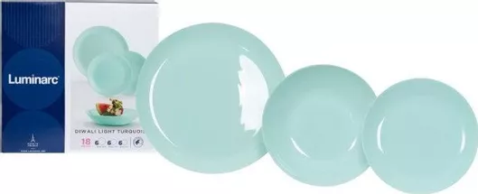 Σερβίτσιο Πιάτο Luminarc Diwali Γυάλινο 18τμχ Turquoise