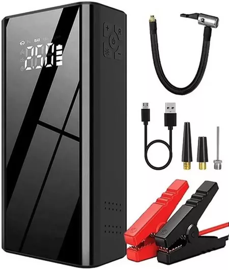 Φορητός Εκκινητής Μπαταρίας Αυτοκινήτου με Power Bank, USB, Τρόμπα & Φακό