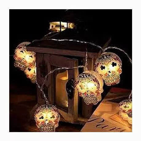 Decorative White Halloween Garland Made of Plastic