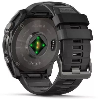 Smartwatch Garmin Fēnix 8 AMOLED Sapphire Titanium Carbon Gray 51mm με Black & Pebble Gray Λουράκι Σιλικόνης
