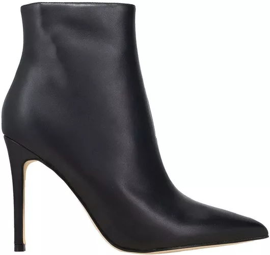 Nine West Farrah 01 Δερμάτινα Γυναικεία Μποτάκια Αστραγάλου με Ψηλό Τακούνι Μαύρο