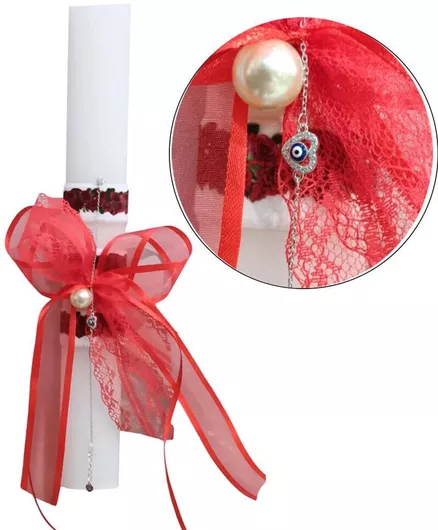 Κερί Αρωματικό Πασχαλινή Λαμπάδα 2025 Lab4abr0011m Ασημένιο Βραχιόλι Γυναικείο Ασημί Καρδιά Μάτι 30cm