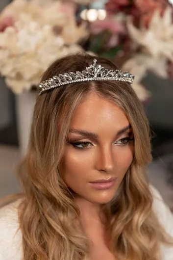 Νυφική Τιάρα Ζιργκόν Οβάλ Στρόγγυλο Σχημά Valerie Wedding Tiara Ba014 Hair Duty Hrd-ba014