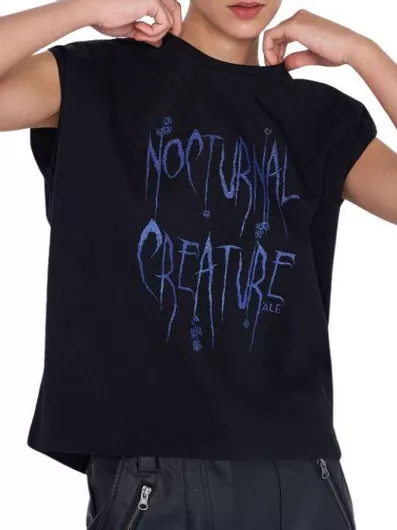 Ale - The Non Usual Casual Γυναικεία Καλοκαιρινή Μπλούζα Βαμβακερή Αμάνικη Μαύρο