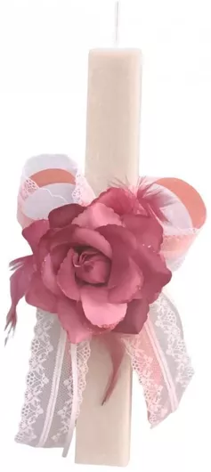 Πασχαλινη Λαμπάδα Premium Αρωματικό Κερί Πλακε Εκρου 30cm Τριανταφυλλο Lab8012