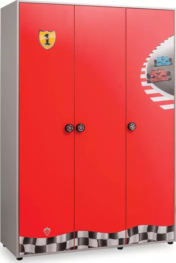 Παιδική Ντουλάπα Formula 1 Τρίφυλλη 136x55x198cm