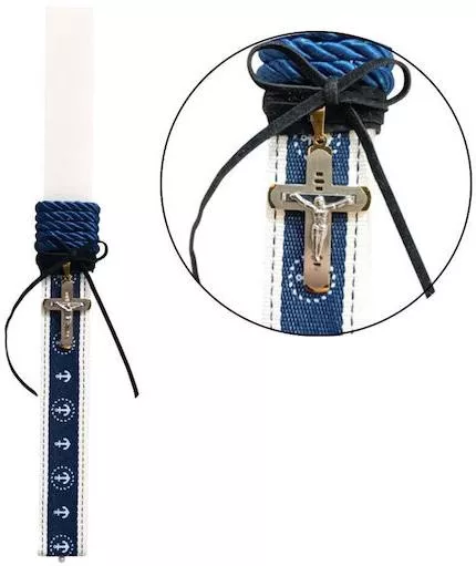 Πασχαλινή Λαμπάδα Στρογγυλή Αρωματική & Χειροποίητη Λευκή