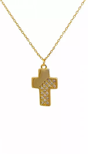 Σταυρός Slevori Γυναικείος  Επιχρυσωμένο Ασήμι με Αλυσίδα