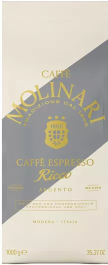 Καφές Espresso Molinari Ricco Argento 1000g Κόκκους